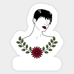 cool girl with short hair Sticker